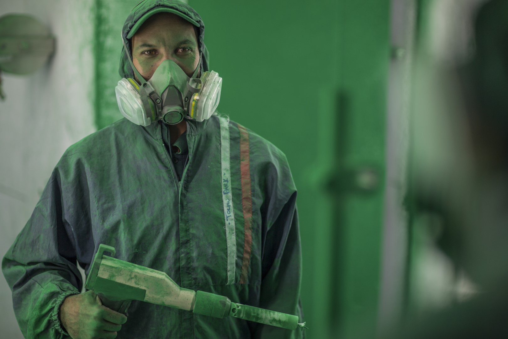Delta dm painters spraying steel components in spray booth 2024 09 15 14 43 50 utc large